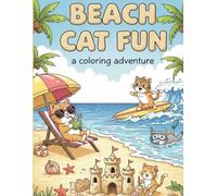 Cat Beach Fun: A Coloring Adventure