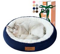 Cat Bed, 20In Dog Beds for Small Dogs, Calming Cat & Dog Beds for Indoor Pets, Pet Beds Comfortable Donut Round Ultra Soft, Washable for Puppy and Kitten with Slip-Resistant Bottom (Navy Blue)