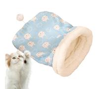 Cat Bed Bag, Semi Closed Pet, 21.65x17.72 Inches, Plush Calming Sack, Cozy Tail Ball Design, Soft Insulated Interior for Indoor Cats, Winter Warmth, Comfortable, Pink and Blue