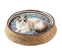 Cat Bed Basket - Round Cat Bed Basket Nest | Cushioned Scratch-Resistant