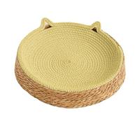 Cat Bed - Boho Round Cat Scratcher Bowl Nest | Cotton Rope Woven Pet Bed with Scratch Pad Base | Breathable Cats Lounger For Furniture Protection, Nail Care | Cats Under 2.5kg