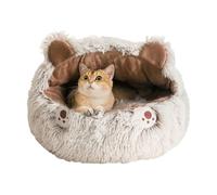 Cat Bed Cave - 15.75 Inches Round Hooded Nest for Kittens, Cozy Comfort & Safety with Soft Materials, Warm Pet Bed for Indoor Use in Balcony, Living Room, Apartment, Bedroom, Dormitory, Cats, Puppies