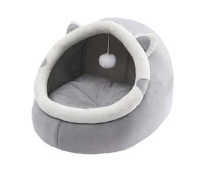Cat Bed Cave, cómoda cama para dormir para cachorros: casa para dormir con un juguete de bola de piel extraíble para el pasillo, jardinería a sus amigos peludos dormirá con estilo. Las orejas de