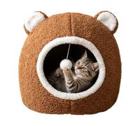 Cat Bed Cave Cute Bear Soft Plush Foldable Washable Tent Lurk And With Toy