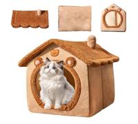 Cat Bed Cave | Plush Winter Pet Rest House | Enclosed Soft Warm Pet Cave for Cat Dog Bunny Small Animals Living Room Bedroom Balcony Winter Christmas