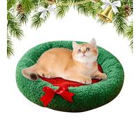 Cat Bed, Christmas Kitten Puppy Bed, Plush Cushion For Pets, Comfortable Round Pet Cushion, Soft Cat Sleeping Mat, Indoor Outdoor Pet Bed, Cozy Cat Bed For Winter, Plush Pet Sleeping Mat