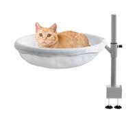 Cat Bed Desk Mount, Adjustable Cats Hammock Perch, Washable Hanging Nest, Space Saving Furniture Shelf, Cozy Elevated Lounger for Table, Window, Indoor, Home, Bedroom, 15.75x15.75x15.35 Inches