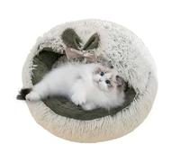 Cat Bed | Flannel Hooded House | Enclosed Foldable Pet Couch with Removable Washable Cushion Pillow | Soft Anti-Slip Sleeping Bag Winter Shelter for Puppy Small Dog Kitten Bedroom