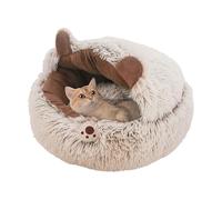 Cat Bed | Flannel Hooded House | Enclosed Foldable Pet Couch with Removable Washable Cushion Pillow | Soft Anti-Slip Sleeping Bag Winter Shelter for Puppy Small Dog Kitten Bedroom