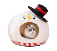 Cat Bed House - 38 x 38 x 40 cm Cute Warm Enclosed Snowman Pet Furniture With Washable Mat | Cat Winter Bed | For Indoor Winter Travel Car RV Camping Desk Bedside Window Chair Couch Room Shelter