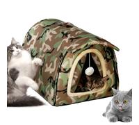 Cat Bed - House Tent Warm Soft Pet Sleeping Cave | Cushion Enclosed Design for Calming Rest, Security Portable, Winter Shelter, Animal Use or Outdoor Travel, 18.9x16.54x14.17in