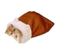 Cat Bed | Plush PU Leather Cave Pet Supplies | Pet Mat Self Warming Pad Sack | for Kitten Puppy Animal Outdoor Calming Travel Winter