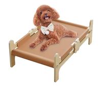 Cat Bed, Portable Raised Pet Cot with Breathable Mesh and Sturdy Frame, Lightweight Elevated Furniture Indoor Floor, Patio, Garden, Beach, Lawn, Camp, Balcony, and Backyard Use, 60x36.5x21cm Brown