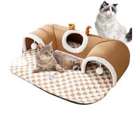Cat Bed Tunnel, Cats Cozy Play Tunnel Shelter Tent, 21.65x15.75 Inches Foldable Indoor/Outdoor Pet House with Toys for Wall Corners, Interactive Games and Resting Space