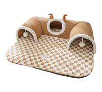 Cat Bed Tunnel, Play Tunnel Tent House, Warm Foldable Pet Shelter with Cushioned Interior for Indoor Outdoor, Wall-Corner, Cats and Small Dogs, 21.65x15.75 Inches