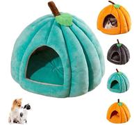 Cat Beds for Indoor Cats, Pumpkin Cat House, Cute Pumpkin Shape Cave Bed Tent with Removable Cushion Warm for Small Dogs (Green,M)