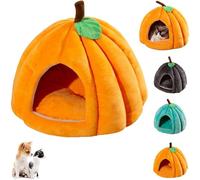 Cat Beds for Indoor Cats, Pumpkin Cat House, Cute Pumpkin Shape Cave Bed Tent with Removable Cushion Warm for Small Dogs (Yelloow,M)