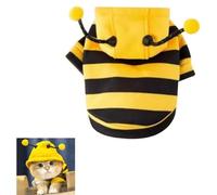 Cat Bee Costume, Halloween Cat Costume, Pet Bee Costume for Small Dogs and Cats, Bee Hoodie for Cat, Pet Halloween Costume, Yellow S