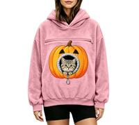 Cat Big Pumpkin Jack O Lantern - Sudadera de forro polar con capucha y | Sudadera con capucha de forro polar verde con bolsillo para gato