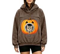 Cat Big Pumpkin Jack O Lantern - Sudadera de forro polar con capucha y | Sudadera con capucha de forro polar verde con bolsillo para gato