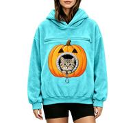Cat Big Pumpkin Jack O Lantern - Sudadera de forro polar con capucha y | Sudadera con capucha de forro polar verde con bolsillo para gato