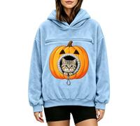 Cat Big Pumpkin Jack O Lantern - Sudadera de forro polar con capucha y | Sudadera con capucha de forro polar verde con bolsillo para gato