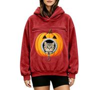 Cat Big Pumpkin Jack O Lantern - Sudadera de forro polar con capucha y | Sudadera con capucha de forro polar verde con bolsillo para gato