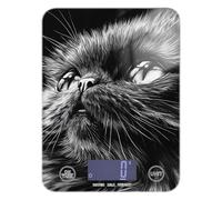 Cat Black - Báscula digital fácil de limpiar para alimentos, 11 libras/1 onzas, 5 kg/5 g, con 4 unidades para hornear especias Keto (pilas no incluidas)