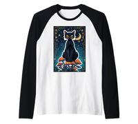 Cat Black Shadow Mystic Magic Feline Witch Soul Power Core Camiseta Manga Raglan