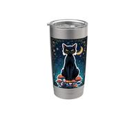 Cat Black Shadow Mystic Magic Feline Witch Soul Power Core Vaso térmico de acero inoxidable de doble pared