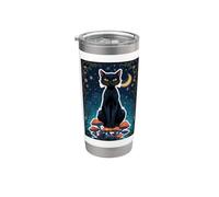 Cat Black Shadow Mystic Magic Feline Witch Soul Power Core Vaso térmico de acero inoxidable de doble pared