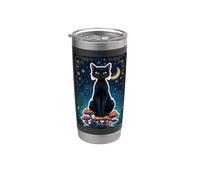 Cat Black Shadow Mystic Magic Feline Witch Soul Power Core Vaso térmico de acero inoxidable de doble pared