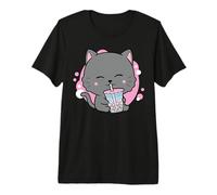 Cat Boba Anime Bubble Tea Neko Kawaii diseño Camiseta Premium