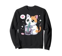 Cat Boba Japonés Kawaii Anime Kitty Bubble Tea Anime Sudadera