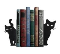 Cat Bookends - 2 Pieces Non-Slip Metal Peeping Cat Holder | Decorative Bookends for Shelves | Sturdy Metal Construction, Adorable Peeping Design, for Reading Enthusiasts Bookshelf Bookcase Desk