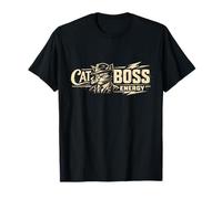 Cat Boss Energy Mensaje Humor Gato Actitud Fuerte Camiseta