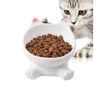 Cat Bowls, Animal Ear Kitten Feeding Bowl, Reusable Ceramic Pet Feeder Dish 12.5x10.5cm/4.92x4.13 Inches, Food Container for Small, Medium, and Large Breeds