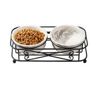 Cat Bowls For Indoor Cats, Ceramic Dog Cat Bowl Set, Dispenser Dish With Stand, Pet Supplies For Feeding Small Dogs Puppy Kitten Indoor Outdoor