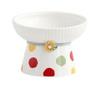 Cat Bowls, Whisker Friendly Ceramic Food or Water Bowl, 330ml Capacity, Feeding Dish for Small Dogs, Fat Faced Cats, and Kittens, Ergonomic Raised Cat Bowl Design to Reduce Strain