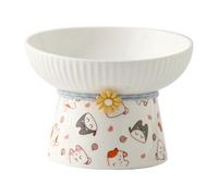 Cat Bowls, Whisker Friendly Ceramic Food or Water Bowl, 330ml Capacity, Feeding Dish for Small Dogs, Fat Faced Cats, and Kittens, Ergonomic Raised Cat Bowl Design to Reduce Strain