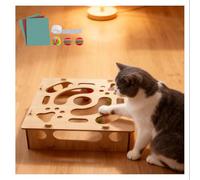 Cat Box Maze Maze Includes Sandpaper, Replaceable, Cat Scratch Puzzle Box, for Indoor Cats Scratching with 1 Bell Balls and 2 Balls