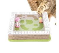 Cat Box Scratcher - Mahjong Shape Corrugated Cat Scratching Box with Puzzle Feeder Toy Set, Scratch Resistant Cardboard Scratcher For Kitten Nail Care
