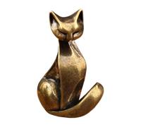 Cat Brass Statue, Animal Metal Figurine, Mini Cat Collectible, Cute Sculpture Decor Accent for Home Bedroom Living Room Table Shelf Office Farmhouse Car Kids Women Men Birthday Party Holiday Use
