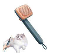 Cat Brush, Adjustable Grooming Comb, Detangling Shedding Tool with Lanyard for Long Short Hair Pets, Indoor Use and Provide a Relaxing Massage, 24.9x11cm Black White Green