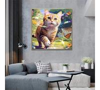 Cat Butterfly Garden Jigsaw Puzzle 120 Pieces 45x45cm/18x18inch, Difficult Jigsaw Puzzles for Adults 120, Beautiful Art Work, Great Festive Puzzle Gift for Men/Women