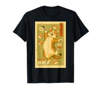 Cat Cafe Sushi Poster Kawaii Japón Camiseta Camiseta