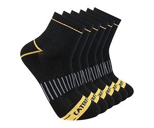 CAT Calcetines para hombre medio acolchados (paquete de 6), Negro (paquete de 6), L