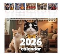 Cat Calendar 2026 - Coil Binding 8.27x11.22 Inches, Wall Desktop Spiral Bound Cat Calendar | Monthly Planner For Home Office Study Decoration And Daily Planning
