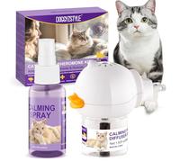 Cat Calming Pheromone Diffuser And Spray,Juego De Difusor De Feromonas Para Gatos,Spray Calmante Para Gatos,Alivia El Estrés Por Ansiedad,Reduce Las Peleas Y Los Arañazos (1 Recarg 1 Spray)