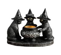 Cat Candle Holder | Resin, 6.5in X 4.7in X 3.9in, 450g | Gothic Ghost Halloween Decor For Table, Desk | Spooky Gift For Cat Lovers (Candle Not Included)